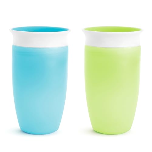Munchkin Miracle 360 Tasse à Bec| Tasse Bébé & Tout-Petits | Sans BPA | Sans Déversement | Étanche | 12+ Mois | 10oz/296ml | 2 Pack | Bleu/Vert