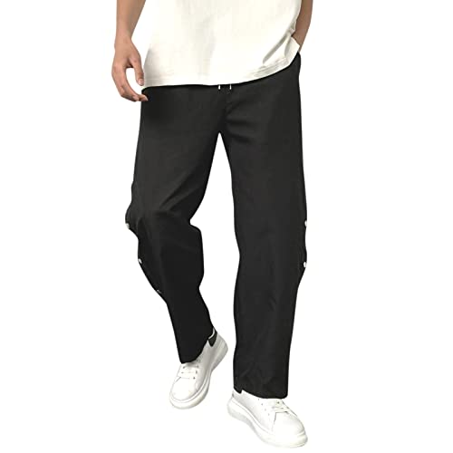 Zanjkr Calça social para casamento, calça de moletom masculina, com bolsos, calça de exercício leve,