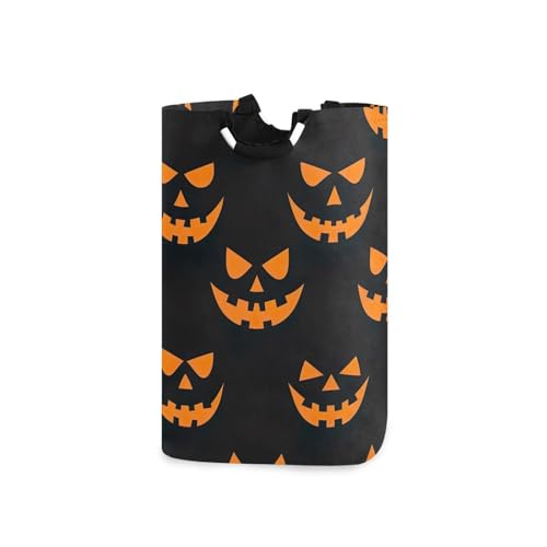Jihqo Laundry Hamper Basket Halloween Pumpkin Faces Collapsible Nursery Storage Bin Waterproof Clothing Baskets for Home Bedroom Bathroom Washing Room