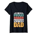 donna i'm a proud coach being a dad funny fathers maglietta con collo a v
