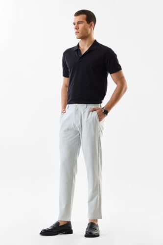 Image of SNITCH Men Chinos | Slim Fit Mid Rise Solid Pattern | Cotton Blend with Medium Stretch & Smooth Texture | Button & Zip Closure for Casual & Street Wear