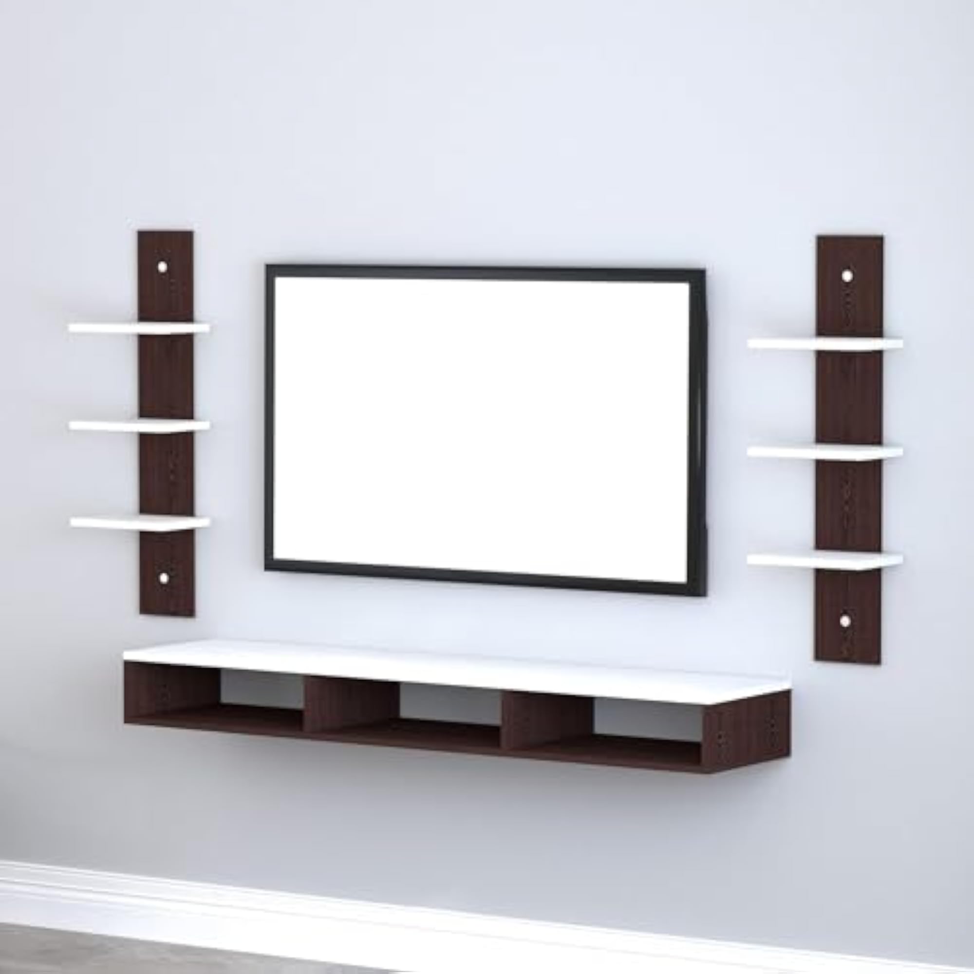 Mini Engineered Wood Wall Mount TV Entertainment Unit with Shelves
