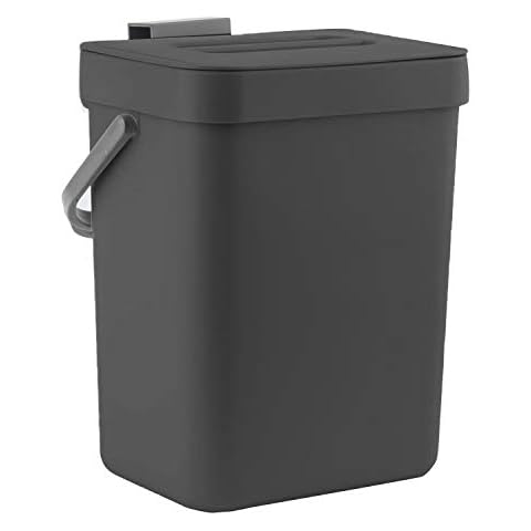 LALASTAR Mini Countertop Trash Can, Compact Waste Basket Garbage Can, Small Trash Bin with Lid for Desk/Office/Dorm, 3L/0.8 Gal, Black Cover