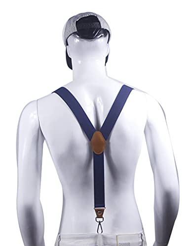 Image of Mens Suspenders with 3 Swivel Hooks Belt Loops 1.4 Inch Wide Heavy Duty Adjustable Braces