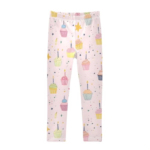 Candle Cake Pink Girls Leggings Soft Stretch Workout Yoga Dance Pants for Kids Casual Tights
