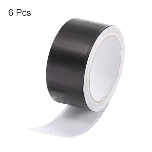 Image of uxcell Aluminum Foil Tape 2 Inch x 22 Yards Black High Temperature Tape for HVAC, Sealing, Patching Hot and Cold Air Ducts 6 Pcs, Silver