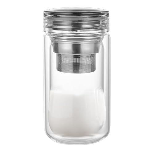 Botella de té con infusor - taza de té de viaje | Tetera con colador | infusor de té de cristal | Taza de té a prueba de fugas con filtro | Taza resistente al calor con gran capacidad para café, hogar