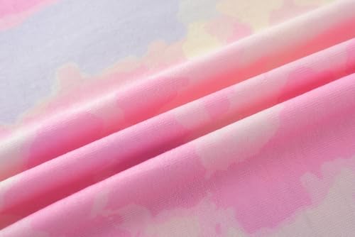 Image of Tie Dye Pajamas for Girls Soft Butterfly Sloth Fall Clothes Big Kids Sleepwear 2-Piece Long Sleeve Set Size 6-16