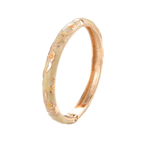 Image of UJOY Bangles 5 Pcs Enamel Jewelry Set Rose Flower Engraved Cloisonne Bracelets Pack in a Box 5PCS
