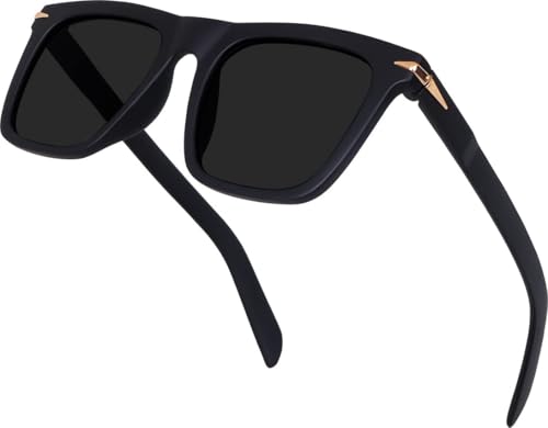 Image of Men's Square Sunglasses - Full-Rim, Durable Build, Unisex Style, Non-Polarized, Classic Black