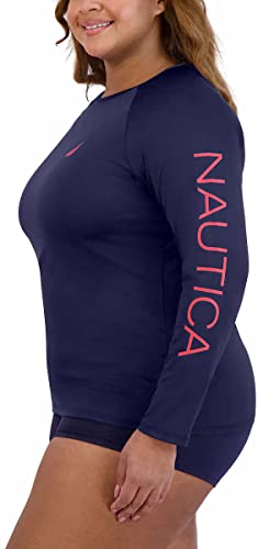 Image of Nautica Women's Long Sleeve Rashguard - Quick-Dry, UPF Protection, Swim Shirt, Pool, Beach, Hiking, Yoga, Volleyball