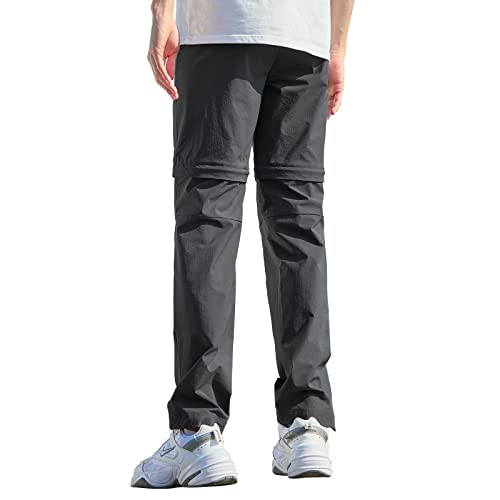 Pioneer Camp Men's Outdoor Convertible Hiking Pants Waterproof Quick Dry Fishing Pant Zip Off Work Trousers（Grey,L） #TOP1