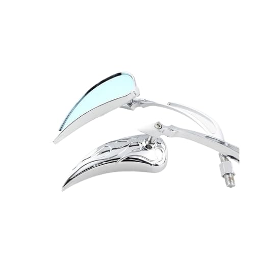 Espejos retrovisores cromados personalizados en color azul para motos cruiser dyna