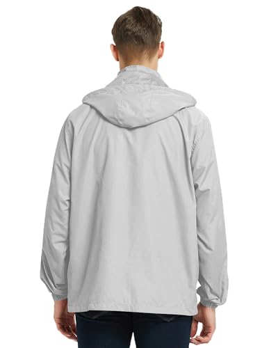 Image of Mywu Men's Water-resistant Rain Jacket Lightweight Windbreaker Hooded Rain Coat for Adults Outdoor Hiking Camping