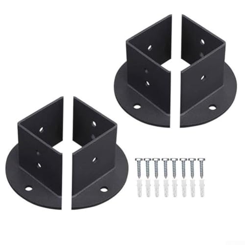 Besttoolifes Lot de 4 supports de base réglables pour terrasses en bois ou en béton de 5,1 x 5,1 cm, 15,2 x 15,2 cm, acier au carbone robuste, 2,8 mm d'épaisseur, finition noire antirouille
