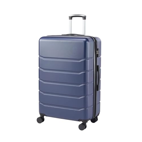 20-Inch Hard Sided Expandable Suitcase with 360-Degree Rotating Wheels - Blue Travel Luggage for Easy Mobility