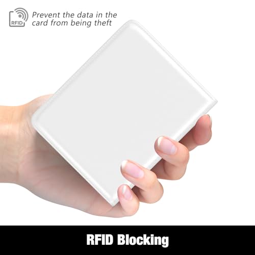 Image of Rouidr Womens Wallet, RFID Small Slim Wallet for Women, Cute Bifold Leather Pocket Credit Card Holder Ladies Mini Purse with Zipper Coin Pocket & ID Window, White