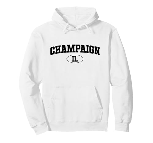 Champaign, Simple Arched Text Graphic Pullover Hoodie