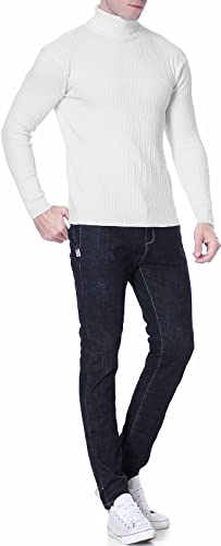 Qzh.duao Men's Casual Slim Fit Turtleneck Pullover Sweaters, White, Us Medium = Tag 4Xl #TOP5