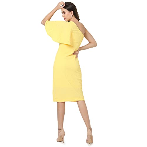 Image of PINACOLADA Women's Solid Black Slim Fit Dress with Sheer Detailing for Casual Wear | Knee Length | Crew Neck | Sleeveless | Stylish Dress Crafted with Comfort Fit & High Performance for Everyday Wear