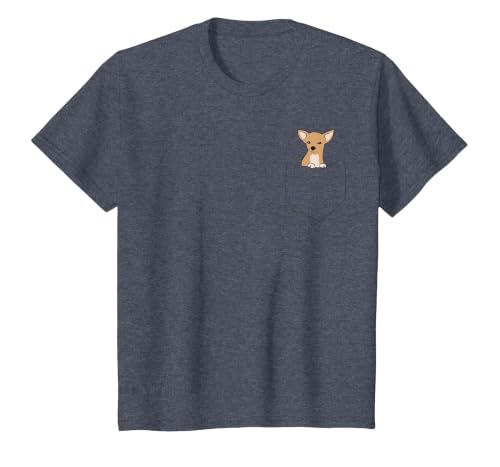 Cute Chihuahua Dog in Pocket Funny Chihuahua T-Shirt, Youth, Heather Blue, Small