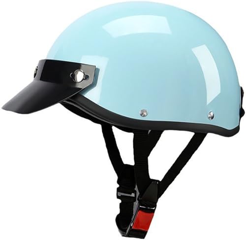 Vintage Motorrad Halbhelme, Retro Jethelm Halbschalenhelm Mit DOT/ECE Zertifiziert, Deutsche Motorradhelm Scooter-Helm Mit Abnehmbarer Krempe Und Herausnehmbares Innenfutter 5,55-62CM