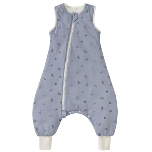 Image of Super Soft Winter 2.5 TOG Sleep Sack with Feet, 100% Cotton Warm Toddler Sleeping Sack with Legs, Ocean, Size M