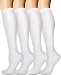 3 Pairs Knee High Graduated Compression Socks For Women and Men - Best Medical, Nursing, Travel & Flight Socks - Running & Fitness - 15-20mmHg (S/M, White)