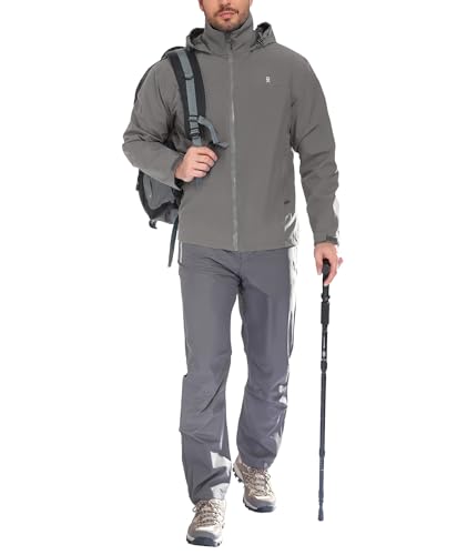 Image of Little Donkey Andy Mens Waterproof Rain Jacket Lightweight Windbreaker Hooded Jacket Packable Raincoat for Outdoor Hiking