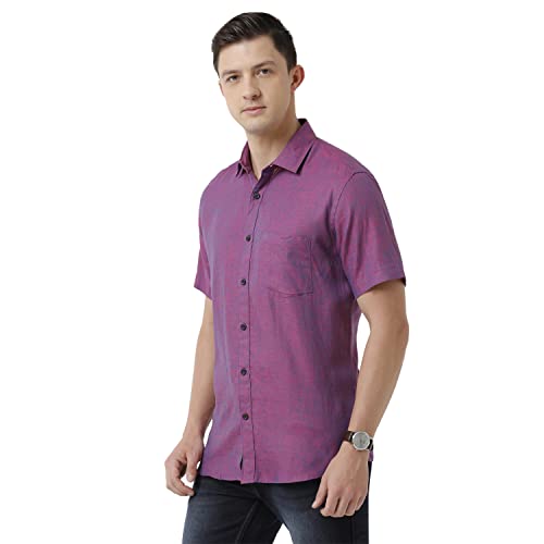 Image of Linen Club Men's Pure Linen White Solid Slim Fit Full Sleeve Casual Shirt