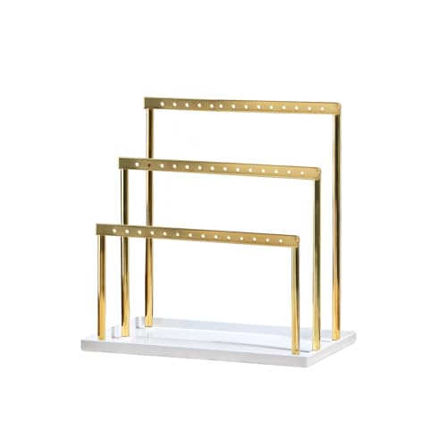 Pangkeep 3-Ebenen-Ohrringhalter für Verkäufer Ohrstecker-Displayständer für den Verkauf Metall-Schmuckorganisator für Mädchen (Gold)