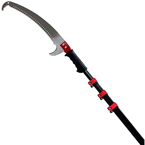 KDOQ Extendable Pruning Saw,Use on Pole or by Hand/Telescopic Tree Pruner Pole/Extendable Limb Saw and Trimmer. 24FT/7.2M Working Height Extendable Gardening Tool,Red-3.6m