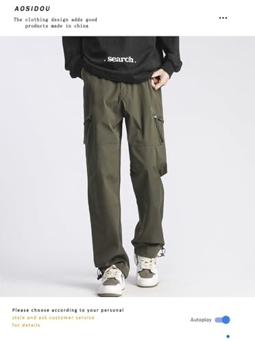 Jeans Pants Trouser Denim Can Tie Legs in Two Ways Work for Men with Multiple Pockets Daily Commuting Green Versatile2