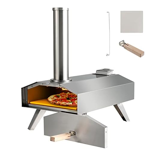 TANGZON 12” Outdoor Pizza Oven, Multi-Fuel Stainless Steel Pizza Maker with Foldable Legs, Pizza Stone & Detachable Chimney, Portable Tabletop Pizza Grill