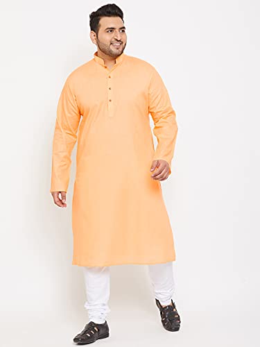 Image of VASTRAMAY Men Plus Size Linen Cotton Kurta | Mandarin Collar Full Sleeve Solid Kurta | Comfortable Ethnic Wear for Festive & Casual Occasions | Festive Ethnic Outfit For Rakhi