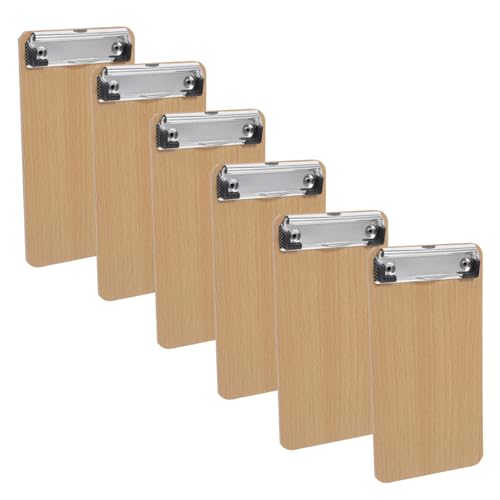 COLLBATH 6個 木製クリップボード 耐久性堅牢プランク製 収納可能な多機能クリップボード 書類 メニュー固定用 オフィス 学校 レストラン対応