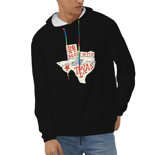 Dont Mess With Texas Hoodies With Pockets Hooded Sweatshirts Casual Drawstring Hoody Pullover For Mens