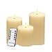 smtyle Flickering Moving Flame Wick Flameless Candles set of 3 piece with Timer Remote and Battery Operated Ivory Flat Top