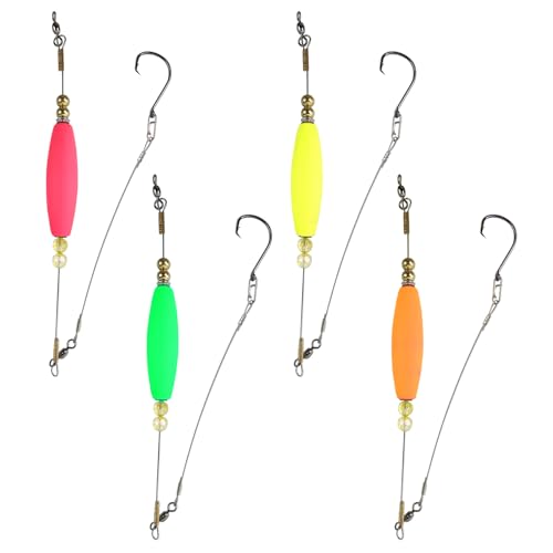 Popping Cork Float Rattle Rig, Catfish Float Rigs with Circle Hooks Fishing Bobbers Popping Corks 4PCS