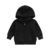 HnuanLui Toddler Baby Boy Girl Zip Up Hoodies Sweatshirt Solid Color Long Sleeve Hooded Jacket Cardi