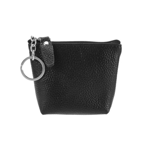 MALUGOGO Monedero Pequeño de Cuero Negro con Cremallera Flexible, Bolsa Organizadora Portátil para Mujer, Adecuado para Viajes y Uso Diario Tamaño Compacto