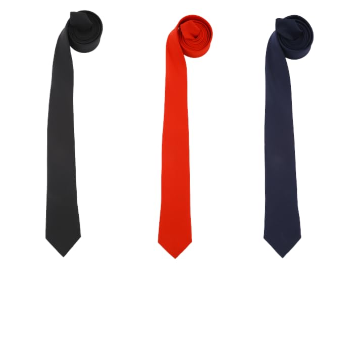 Image of Solid Color Slim Microfiber Tie-Matte Finish Tie for Men, Boys, Gents-Formal & Casual Wear-Combo Pack