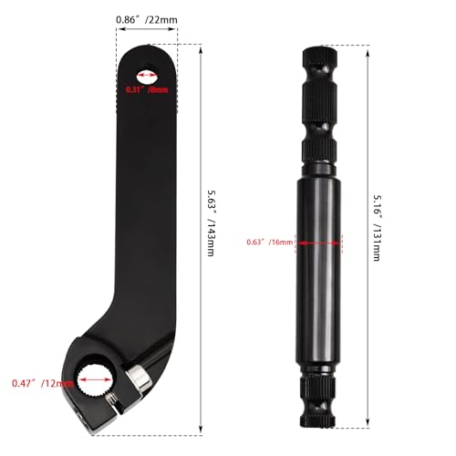 WOWTK Inner Shift Lever+Shaft,Shifter Shaft Lever+Gear Shift for Harley Touring 1983-2016 Electra Glide Road Glide Road King Street Glide FLT/FLHT,Replace for 33709-82A,33718-82B,Black - Thumbnail 2
