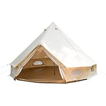 Cotton Canvas Tent with Stove Jack, 16.4ft Waterproof Bell Tent for Glamping, 4 Season Luxury Outdoor Camping Yurt Tent 8-10 Person, Great for Family Camping