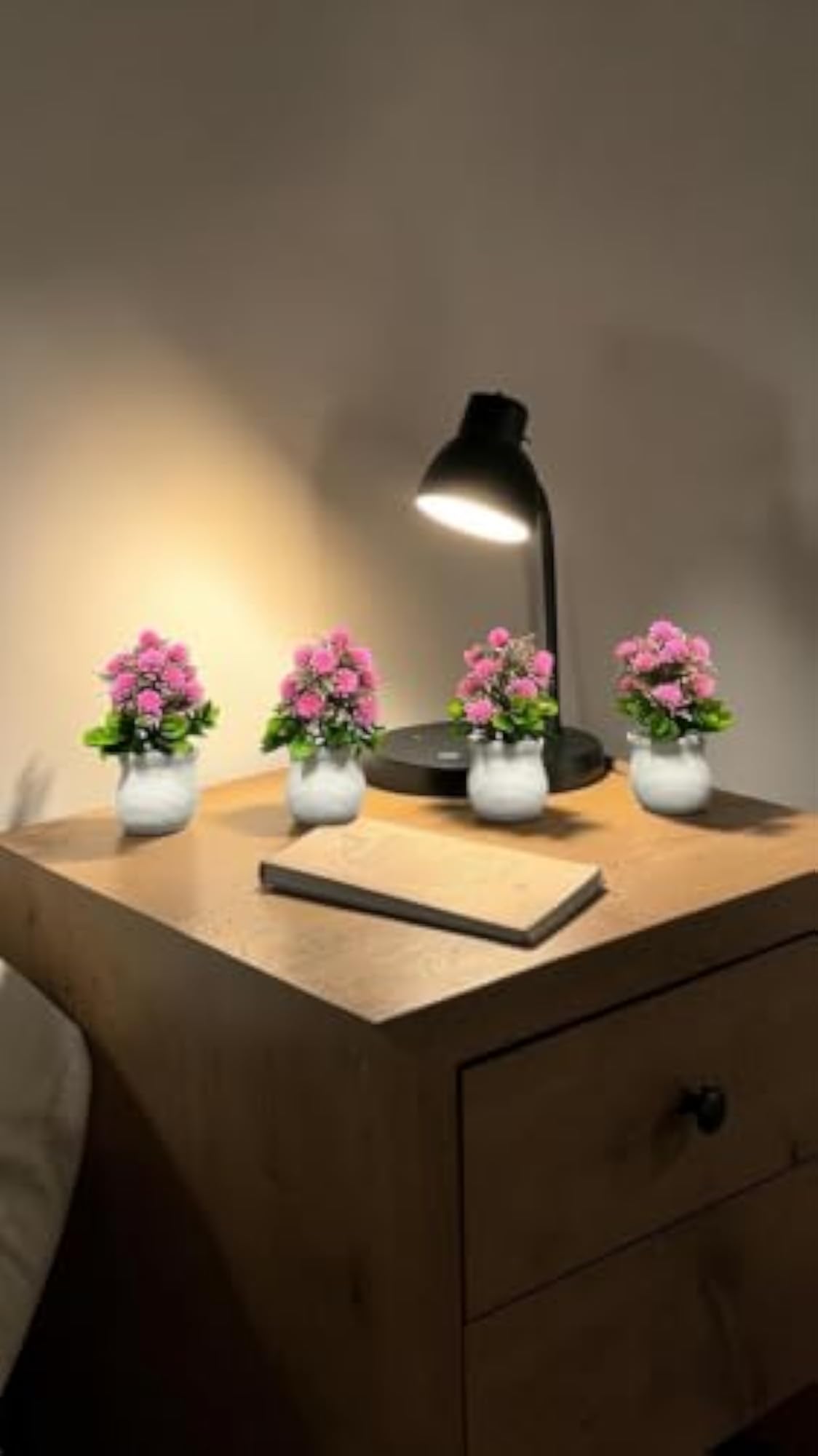 B.Pot Big White Pot Big Leaf Pink Artificial Plant Pack of 2, Decorative Gift