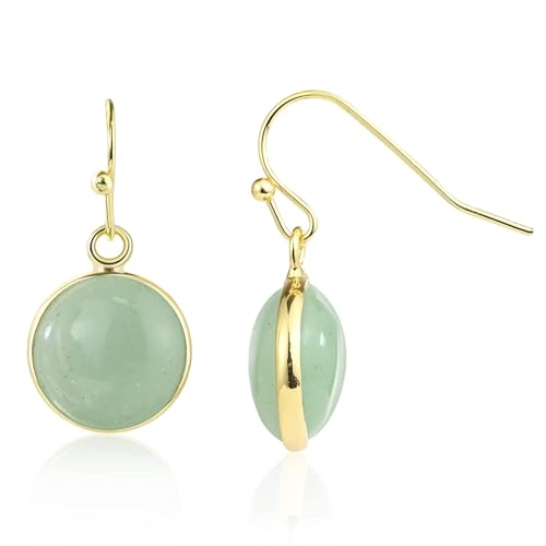 Green Earrings for Women – Dainty Gold Dangle – Real Jade -Sage - Light – Pale – Dark - Green Stone – Rose Quartz Pink Crystal Genuine – Natural Gemstone - Dainty -Short -Drop and Dangle – Lightweight - Unique Anniversary Birthday Gifts for Wife – Teacher Appreciation Gift