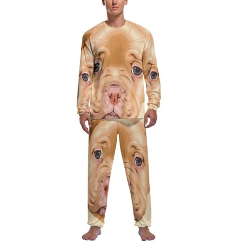 Pyjama homme manche longue et pantalon avec motif chien de dessin animé