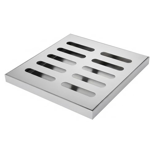 Grilles de Drainage Robustes, Lot de 2 grilles Drainage carrées en Acier Inoxydable avec Cadre, résistantes à la Rouille pour allée, Jardin, Garage, Robustes, Grille, couvertu
