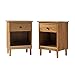 Walker Edison Russ Mid Century Modern 1-Drawer Solid Wood Nightstand Set, 2 Pack, Caramel