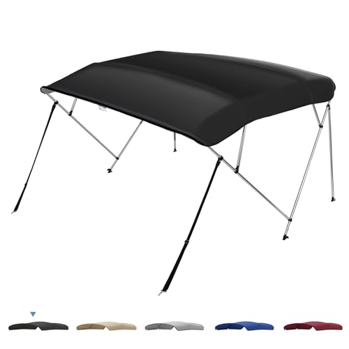 KEMIMOTO Bimini Top for Boat, Bimini Tops Cover 600D Marine Grade Canvas Boat Canopy with 6ft Length 54 in - 96 in Width 46 in Height, Includes Mounting Hardware, Straps Rear Support Poles